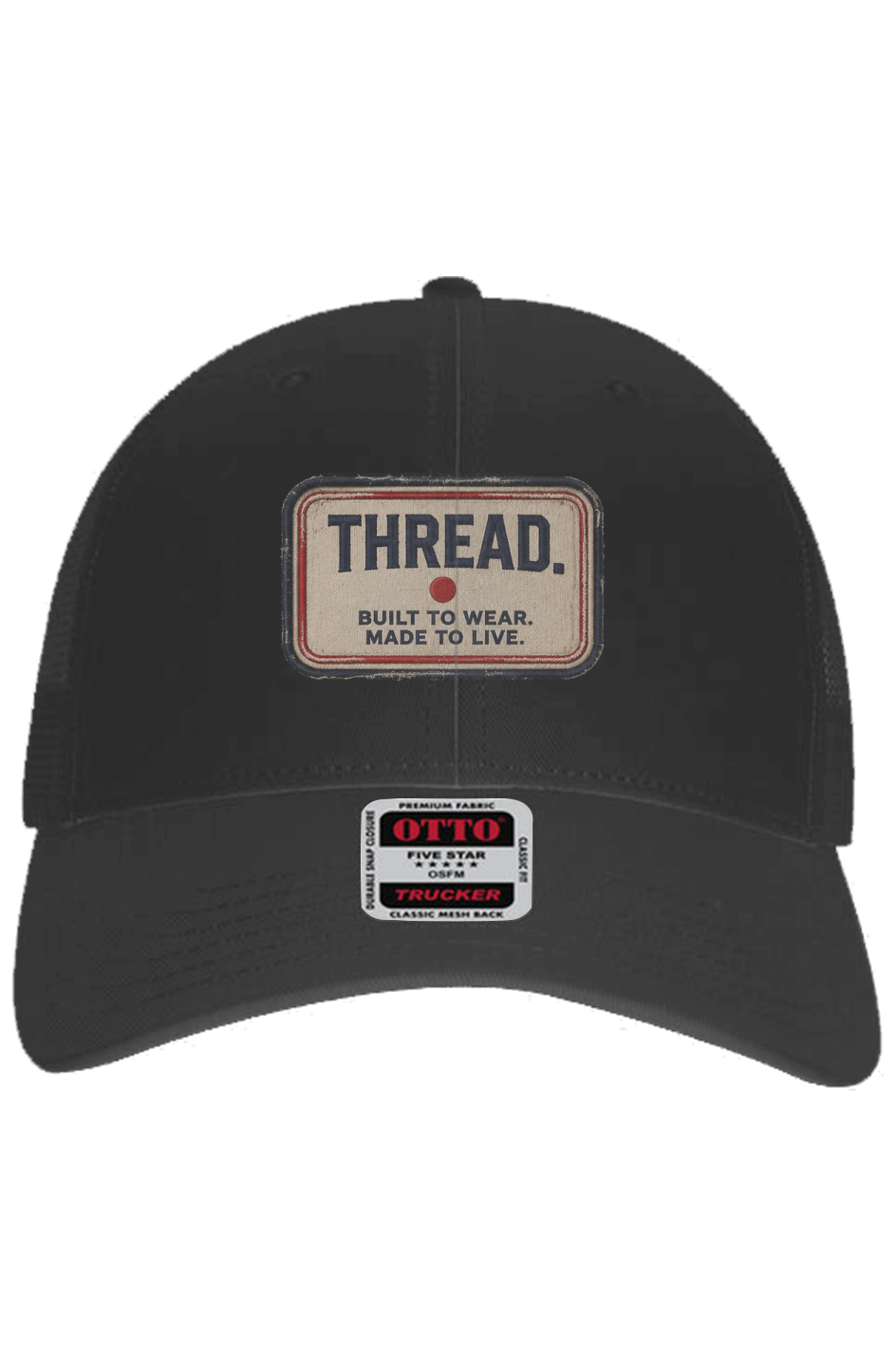 THREAD. Vintage Logo Otto 6-Panel Trucker Hat — Black