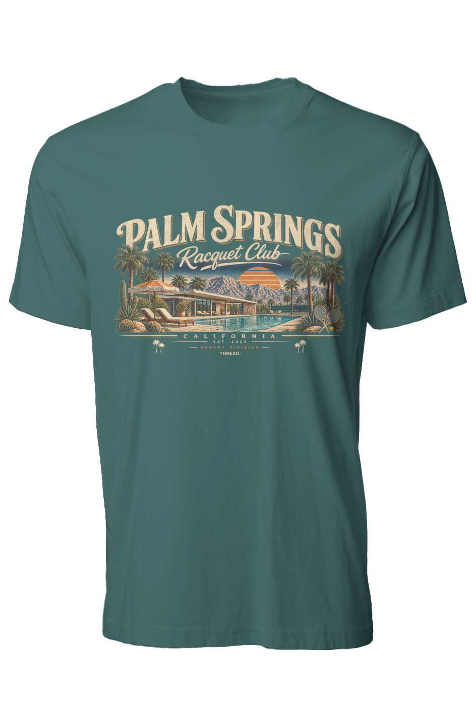 Palm Springs Racquet Club Tee THREAD Teal
