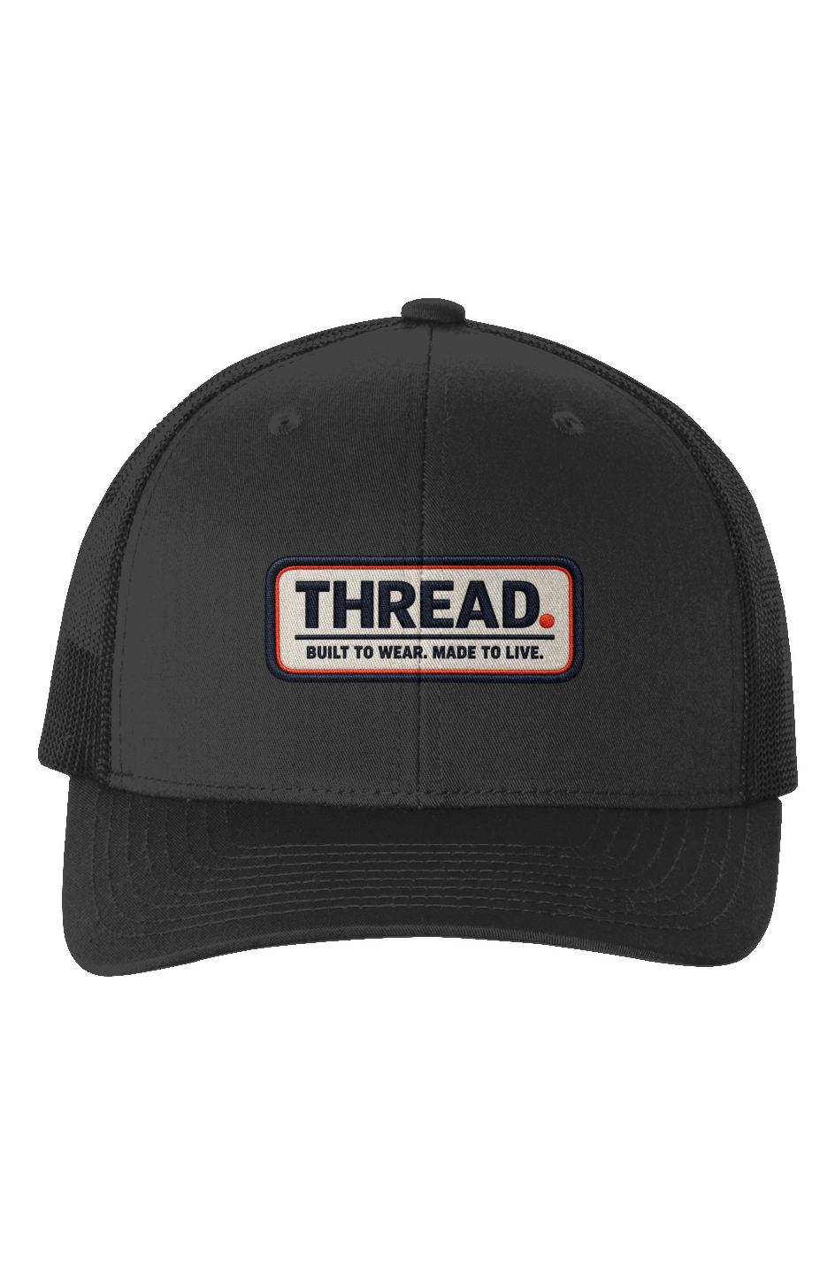 THREAD. Six Panel Retro Trucker Cap — Black